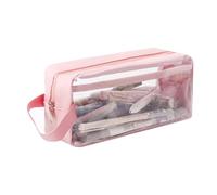 Astuccio portapenne trasparente con cerniera, astuccio da viaggio per cosmetici, organizer per studenti, adulti, adolescenti, bambini (rosa)