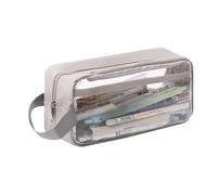 Astuccio portapenne trasparente con cerniera, astuccio da viaggio, per cosmetici, per studenti, adulti, adolescenti, bambini (grigio)