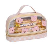 Astuccio portapenne trasparente con cerniera, astuccio da viaggio, per cosmetici, per studenti, adulti, adolescenti, bambini (giallo)