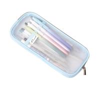 Astuccio portapenne trasparente con cerniera, astuccio per matite da esame, borsa da viaggio per cosmetici, per studenti, adulti, adolescenti, bambini (blu)