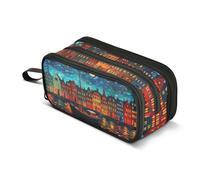 Astuccio portapenne Venice Water City Moon Night di grande capacità, per ragazzi e ragazze, astuccio a 3 scomparti, astuccio per studenti, cancelleria per scuola, ufficio, lavoro, Venezia Water City