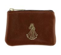 Astuccio portarosario zip pelle marrone Divina Misericordia 6,5x9 cm