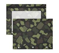Astuccio portatile a 3 anelli per lettere A4, confezione da 2 pezzi, per insegnanti, università, mimetico, nero, verde, linea estuche para lapices