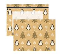 Astuccio portatile a 3 anelli per lettere formato A4, confezione da 2 articoli artistici per insegnanti, carino cartone animato, pinguino bianco