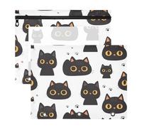 Astuccio portatile a 3 fori per lettere formato A4, confezione da 2 pezzi, per insegnanti, classi semplici e minimaliste, gatti neri