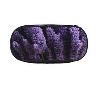 Astuccio portatile con stampa bouquet di lavanda, spazioso astuccio per penne e trucchi per la scuola, Nero , Taglia unica, Organizer per borse