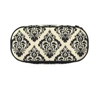 Astuccio portatile con stampa di elefanti asiatici, spazioso astuccio per penne e trucchi per la scuola, Nero , Taglia unica, Organizer per borse