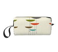 Astuccio portatile per cosmetici con stampa moderna di metà secolo, custodia da viaggio, borsa organizer con cerniera per un accesso rapido