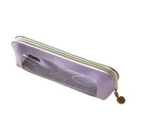 Astuccio portatile per il trucco, borsellino per cosmetici, penne e rossetti con finestra trasparente, chiusura a zip, elegante custodia per il make-up da donna