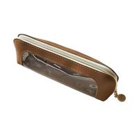 Astuccio portatile per il trucco, borsellino per cosmetici, penne e rossetti con finestra trasparente, chiusura a zip, elegante custodia per il make-up da donna