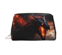 Astuccio portatile per trucchi con stampa di drago magico, spazioso organizer per articoli da toeletta progettato per pennelli e articoli da toeletta, Oro, One Size