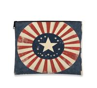 Astuccio portatrucchi vintage a forma di stella retrò patriottico portatile da donna piccolo sacchetto di tela con cerniera organizzatore regalo 4 luglio, rosso, 7x9 Inch, Stella