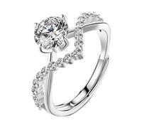 Astuccio Pulitore Gioielli Gold Plated Round Cut Engagement Promise Rings Anniversary Wedding Bands(Silver One Size) Perle Anelli Anelli, Taglia unica, Metallo, Nessuna pietra preziosa