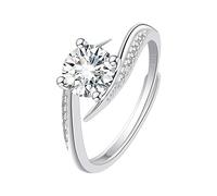 Astuccio Pulitore Gioielli Gold Plated Round Cut Engagement Promise Rings Anniversary Wedding Bands(Silver One Size) Perle Anelli Anelli, Taglia unica, Metallo, Nessuna pietra preziosa