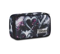 Seven Astuccio Scuola Quick Case FREETHINK, Grigio, Portapenne Rettangolare Attrezzato, Spazioso, 45 pezzi, Completo di matite, Penne e colori, Scuola elementare e media, Bambina, Ragazza,Tempo libero