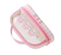 Astuccio Resistente All'acqua con Design a Forma di Cartone Animato, Borsa Trasparente Carina per la Scuola e i Viaggi, Grande capacità per Studenti e Amanti del Trucco (Coniglietto rosa)