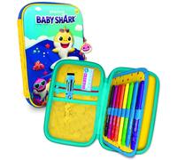 ASTUCCIO RIGIDO COMPLETO BABY SHARK 3D+8 PENNARELLI+8 PASTELLI CERA BLU