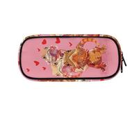 Astuccio rosa con criceto giallo, astuccio per matite e cosmetici, organizer per cancelleria per bambini, per la scuola dei bambini, Lizard Love Pink, 8.8"x1.7"x4.1", Astuccio