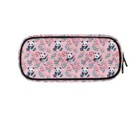 Astuccio rosa con criceto giallo, astuccio per matite e cosmetici, organizer per cancelleria per bambini, per la scuola dei bambini, Panda Foglie Rosa, 8.8"x1.7"x4.1", Astuccio