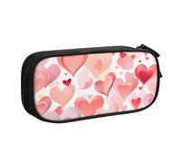 Astuccio rosa con cuore innamorato per ragazzi e ragazze San Valentino grande portapenne da scrivania organizer per cancelleria astuccio per scuola ufficio borsa per trucco con cerniera, Nero