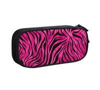 Astuccio rosa con stampa zebrata per ragazzi e ragazze astuccio grande portapenne da scrivania cancelleria organizer per scuola ufficio borsa per trucco con cerniera, Nero , 21x5x10.5cm, Astuccio per
