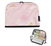 Astuccio rosa con texture marmorizzata astuccio con cerniera astuccio grande astuccio carino penna pennarello borsa per ragazze organizzatore giapponese forniture per il ritorno a scuola