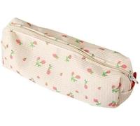 Astuccio rosa in stile floreale da donna, portapenne, portamonete, carino e semplice, organizer per cancelleria, multifunzione, per cosmetici, cosmetici, penne, matite e pennarelli