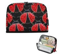Astuccio rosso con cerniera nera con coccinelle grandi borse per matite astuccio per matite carino borsa per pennarelli per ragazze cancelleria colorata organizer per bambini forniture scolastiche