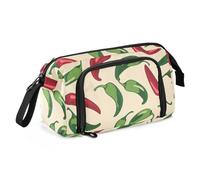 Astuccio rosso con peperoncino verde grande capacità astuccio con cerniera maniglia per bambini scuola, Multicolore, Taglia unica, moderno