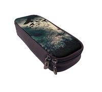 Astuccio rosso nero stampato grande capacità astuccio matita astuccio semplice cancelleria organizzatore per ufficio scatola da viaggio, Corvo notturno, Taglia unica, Astuccio per trucchi