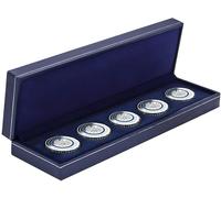 SAFE Astuccio 7918 per 5 Monete Fino a 55 mm | Blu Scuro con Stampa Argento | Inserti in Mousse Rigida | per 2€, 5€, 20€ | Compatibile con Capsule