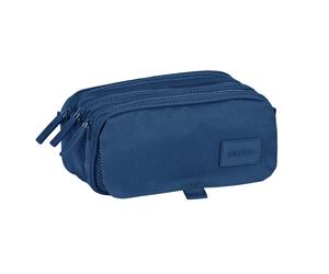 Astuccio Safta Basic - 3 scomparti con cerniera - Tasca frontale - Tracolla regolabile - 172 l - 215x80x100 mm - Blu navy