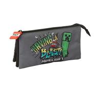 MINECRAFT GRAFFITI - Astuccio triplo, astuccio per bambini, ideale per bambini in età scolastica, comodo e versatile, qualità e resistenza, 22 x 3 x 12 cm