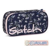ASTUCCIO ovale SATCH pencil case BLOOMY BREEZE attrezzato BLU SCURO con squadra