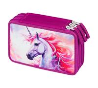 Baagl Astuccio a 3 scomparti per ragazzi e ragazze, astuccio per cancelleria, materiale scolastico, astuccio per la scuola, Unicorno reale, Astuccio