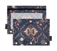 Astuccio scolastico con finestra trasparente Nano 4 luglio blu navy e oro rosa _ 2 astuccio con cerniera grande capacità tre anelli raccoglitore per aula scuola forniture per ufficio multicolore 2