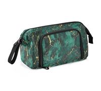Astuccio scolastico con texture in marmo verdastro, grande capacità, astuccio per artisti, con manico, astuccio con cerniera, per insegnanti e scuole superiori