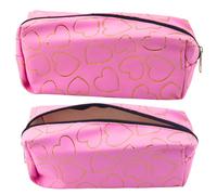 Astuccio scolastico rosa con cuori dorati
