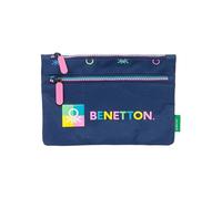 Safta BENETTON COOL - Astuccio per scuola grande, con doppia cerniera, astuccio per bambini, comodo e versatile, facile da pulire, 23 x 3 x 16 cm, colore blu marino, Blu navy, Estándar, Casual