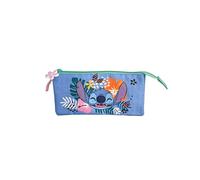 Astuccio scolastico Stitch Tropical Triple - Chiusura a cerniera - Interno completamente foderato e personalizzato - Astuccio con 3 scomparti - 11,5 x 23,5 x 3 cm, multicolore, Astuccio scolastico