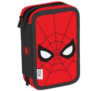 Astuccio Scuola 3 Scomparti Completo Spiderman 44 Pezzi per Bambino Elementare