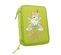 Astuccio Scuola 3 Zip Completo di 33 Pezzi con nome Bambina Astuccio portatutto Portapastelli Unicorno Colorato Completo di Penne Pastelli Pennarelli Righello Temperino Gomma Taccuino