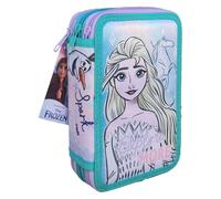 Astuccio Scuola 3 Zip Disney Frozen Portapenne Matite Pastelli Nuovo