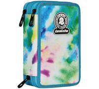 Astuccio Scuola 3 Zip Fantasy, Azzurro E Viola, Triplo Scomparto Completo Di Pen