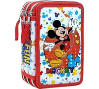 Astuccio Scuola 3 Zip Mickey Mouse - Completo 44 Pezzi - Disney Originale
