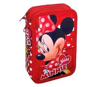 Astuccio Scuola 3 Zip, Minnie, Disney, multiscomparto, Completo 44 Pezzi, Colori Giotto, 20 x 13 x 6 cm