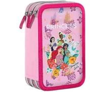 Astuccio Scuola 3 Zip Principesse Disney Rosa Portapenne Matite Pastelli Nuovo