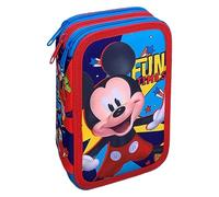 Astuccio Scuola 3 Zip, Topolino, Disney, multiscomparto, Completo 44 Pezzi, Colori Giotto, 20 x 13 x 6 cm