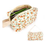 Astuccio Scuola, Astucci Grande Capacità per Scuola Ufficio, Astuccio Portatile, Portapenne Astuccio con Motivo Floreale, Portapastelli per Bambina Bambino, Materiale Scolastico, Borsellino (Arancia)