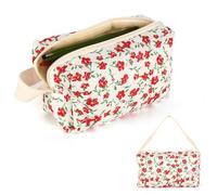 Astuccio Scuola, Astucci Grande Capacità per Scuola Ufficio, Astuccio Portatile, Portapenne Astuccio con Motivo Floreale, Portapastelli per Bambina Bambino, Materiale Scolastico, Borsellino (Rosso)